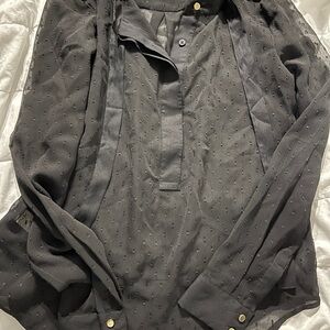 Ann Taylor Black Sheer Shirt Jacket